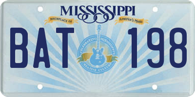 MS license plate BAT198