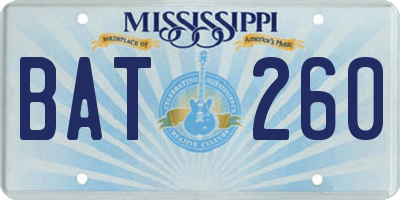 MS license plate BAT260