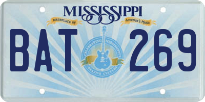 MS license plate BAT269
