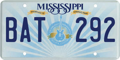 MS license plate BAT292