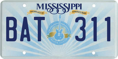 MS license plate BAT311