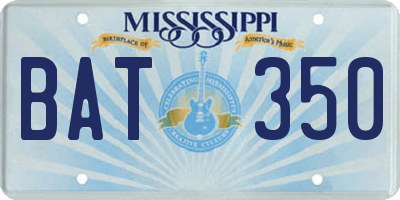 MS license plate BAT350