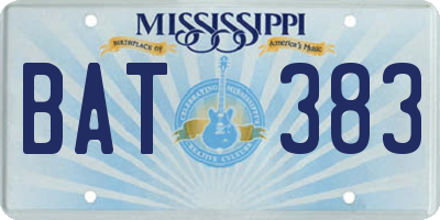 MS license plate BAT383