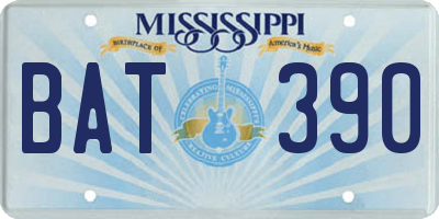 MS license plate BAT390