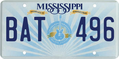 MS license plate BAT496