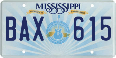 MS license plate BAX615