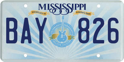 MS license plate BAY826