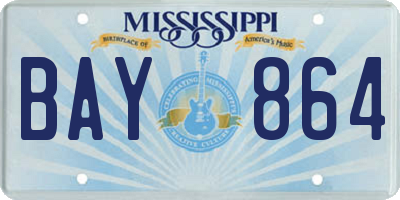 MS license plate BAY864