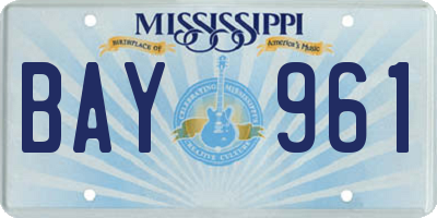 MS license plate BAY961