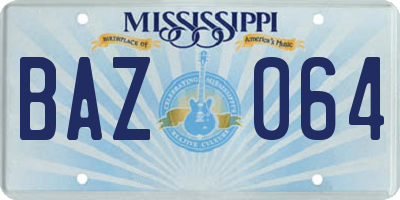 MS license plate BAZ064