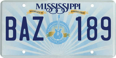 MS license plate BAZ189