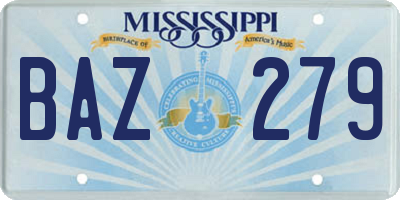 MS license plate BAZ279