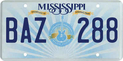 MS license plate BAZ288