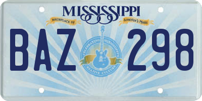 MS license plate BAZ298