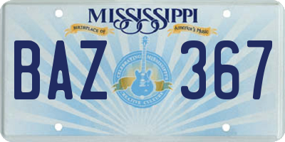 MS license plate BAZ367