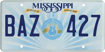 MS license plate BAZ427