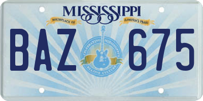 MS license plate BAZ675