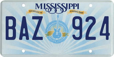 MS license plate BAZ924