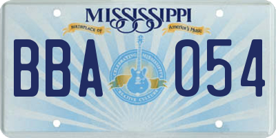 MS license plate BBA054