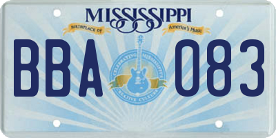 MS license plate BBA083