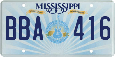 MS license plate BBA416