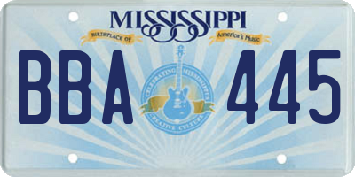 MS license plate BBA445