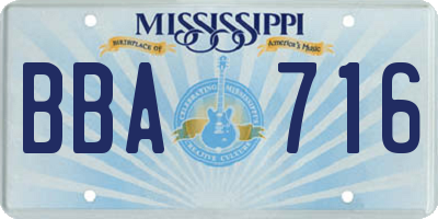 MS license plate BBA716