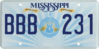 MS license plate BBB231