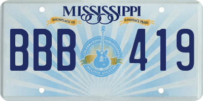 MS license plate BBB419
