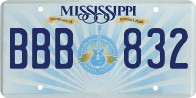 MS license plate BBB832