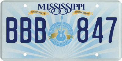 MS license plate BBB847