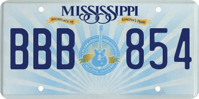 MS license plate BBB854