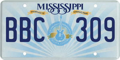 MS license plate BBC309