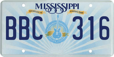 MS license plate BBC316