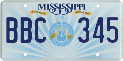 MS license plate BBC345