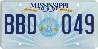 MS license plate BBD049