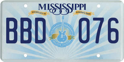 MS license plate BBD076