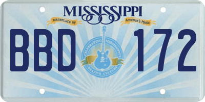 MS license plate BBD172