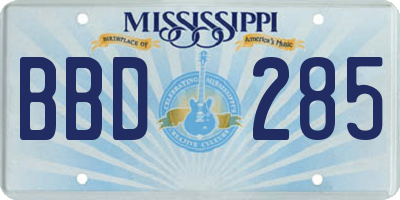 MS license plate BBD285