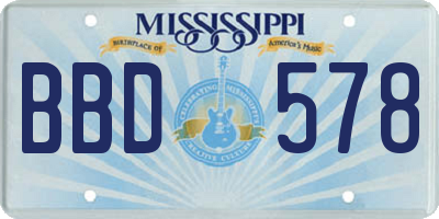 MS license plate BBD578