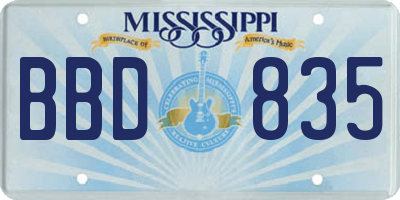 MS license plate BBD835
