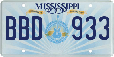 MS license plate BBD933