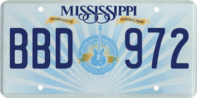 MS license plate BBD972