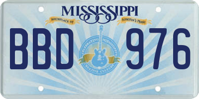 MS license plate BBD976