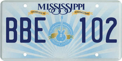 MS license plate BBE102