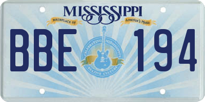 MS license plate BBE194