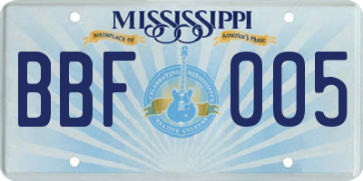 MS license plate BBF005