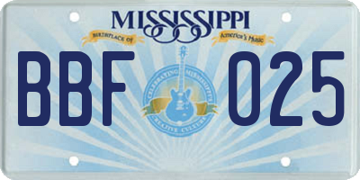 MS license plate BBF025