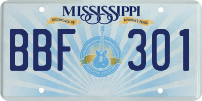 MS license plate BBF301