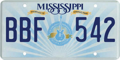 MS license plate BBF542